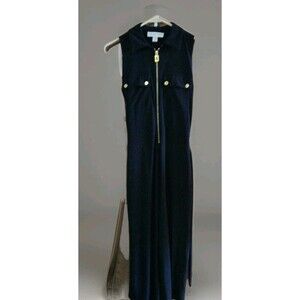 Michael Kors Sleeveless  BLACK Romper-Jumpsuit 1 Piece-Belt XS Gold Hardware
